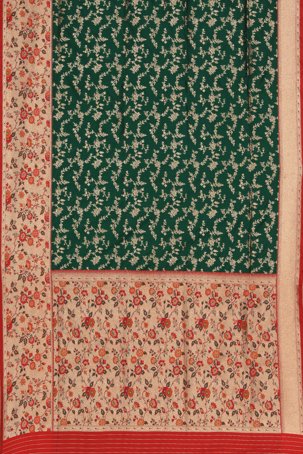 Image of Banarasi Silk Bottle Green Saree